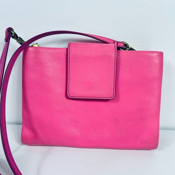 Fossil Neon Pink Genuine Leather Crossbody Purse Wristlet - Picture 3 of 7